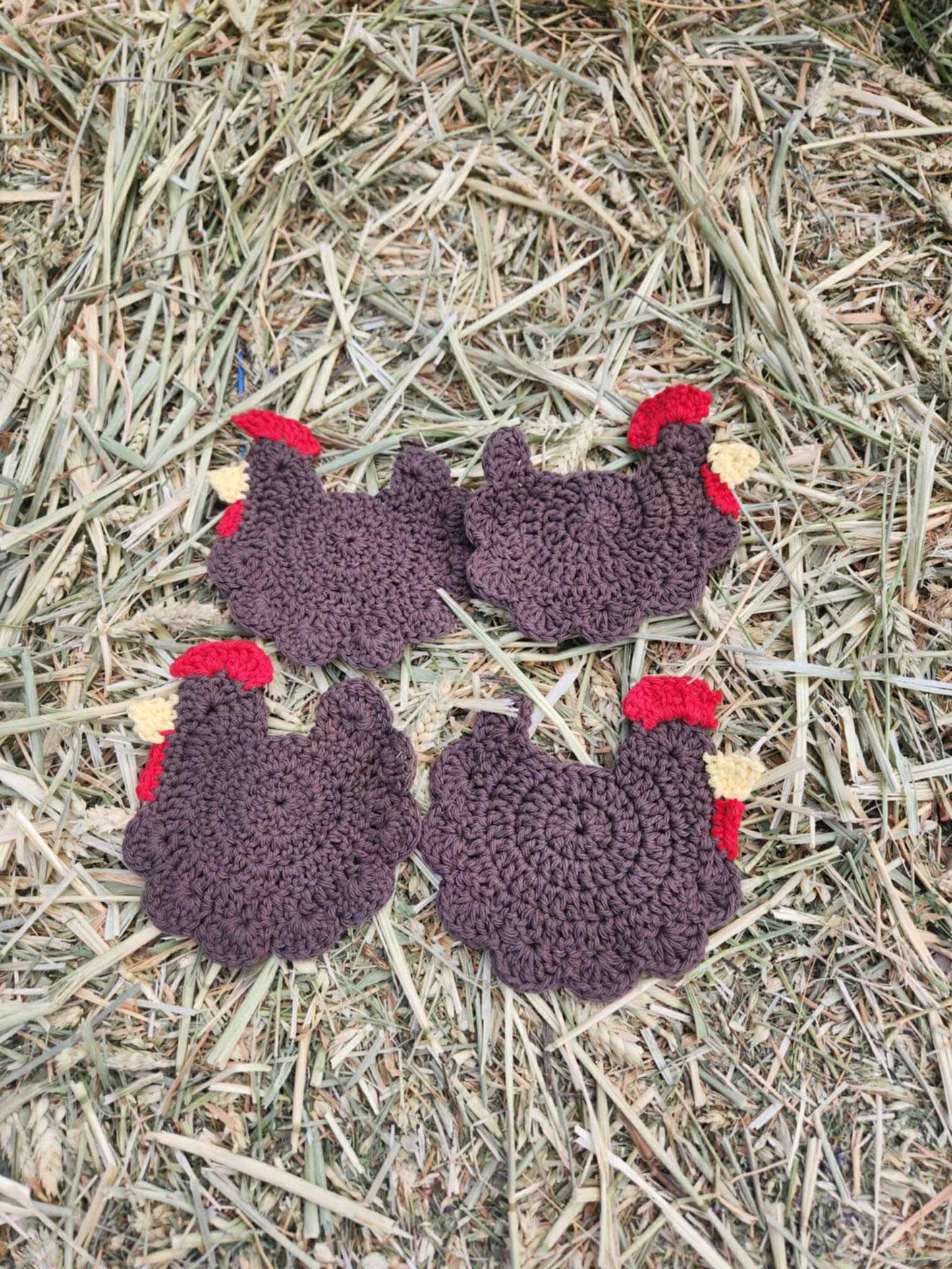 Cluckin’ Cute Crochet Coasters – Set of 4