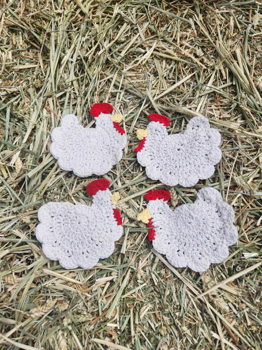 Cluckin’ Cute Crochet Coasters – Set of 4