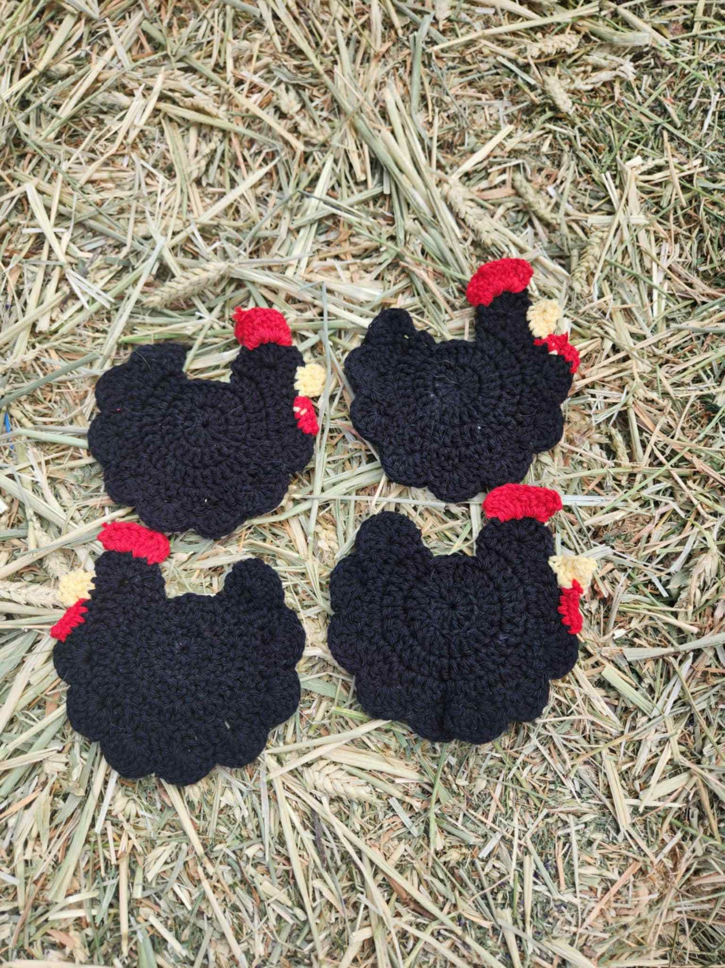 Cluckin’ Cute Crochet Coasters – Set of 4