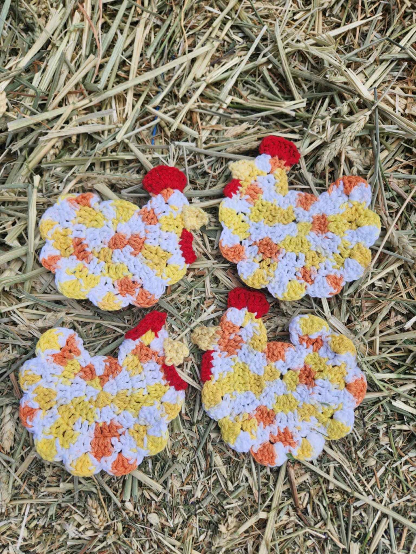 Cluckin’ Cute Crochet Coasters – Set of 4
