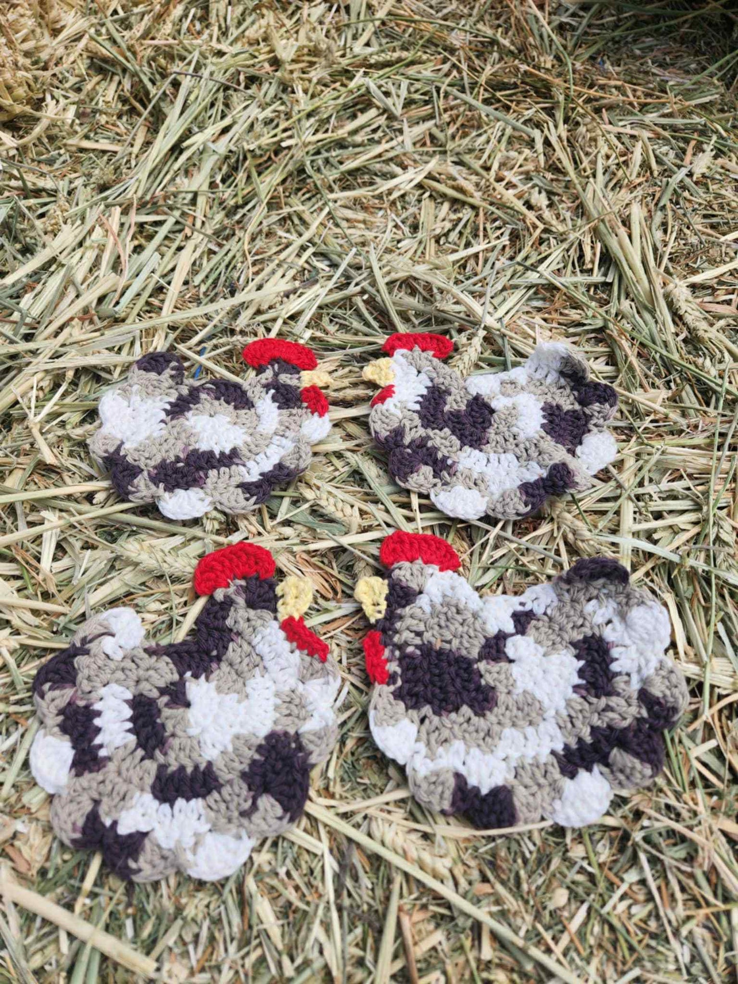 Cluckin’ Cute Crochet Coasters – Set of 4